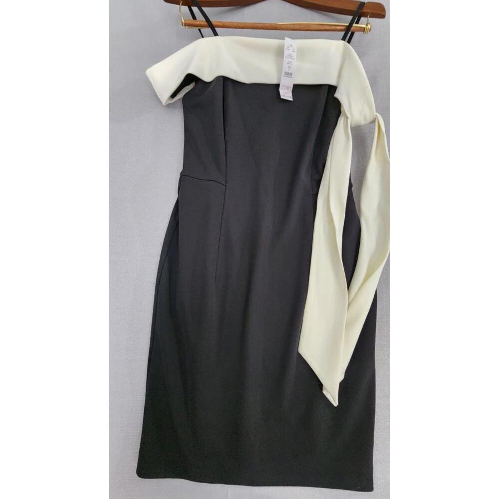 White House Black Market Body Perfecting Sleeve Black Dress Size 6 NWT gown, #23